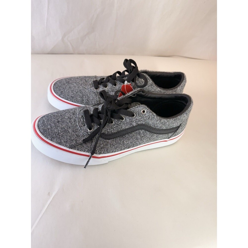 Vans Unisex Old Skool Youth 7 Sneakers Lace Up Low Shoes Grey Black Red - Picture 7 of 16